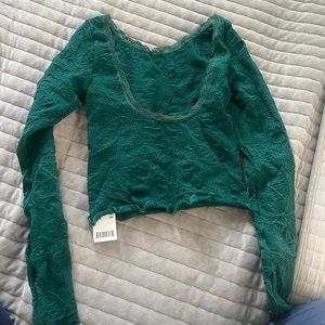 Brand new green lace top